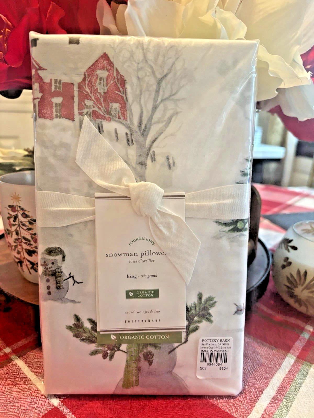 Pottery Barn holiday Snowman nutcracker Pillowcase KING Christmas party SET 2