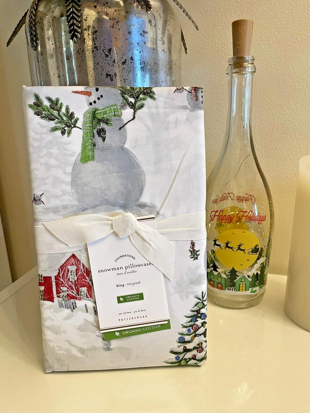 Pottery Barn holiday Snowman nutcracker Pillowcase KING Christmas party SET 2