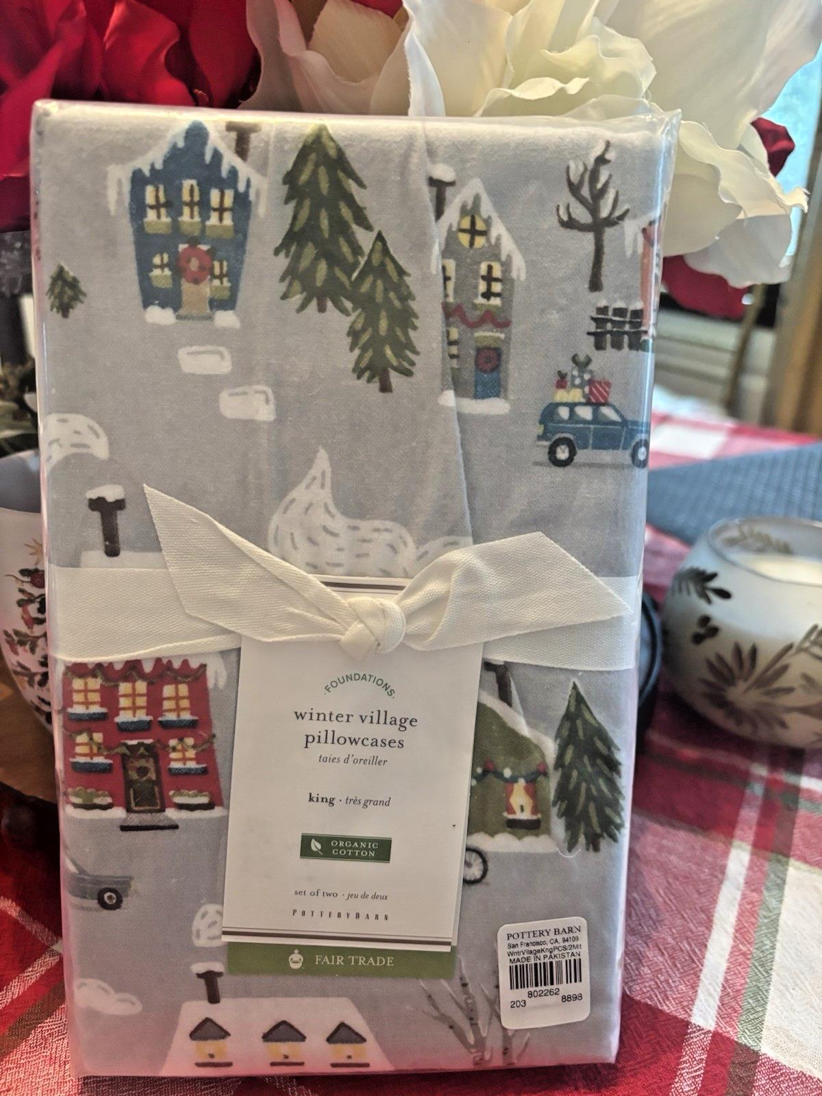 Pottery Barn holiday Village nutcracker Pillowcase KING Christmas party SET 2