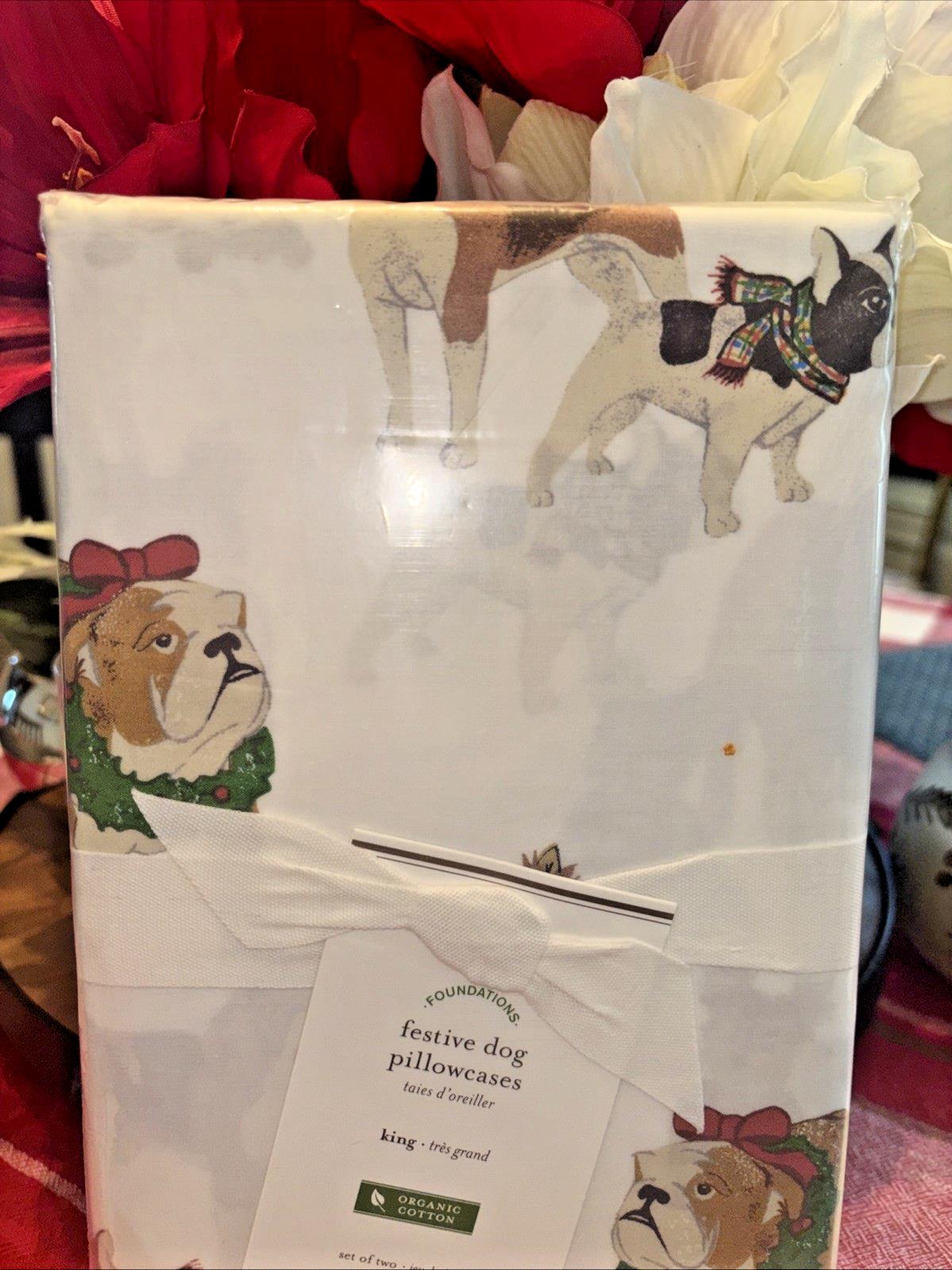 Pottery Barn holiday nutcracker Festive Pillowcase KING Christmas party SET 2