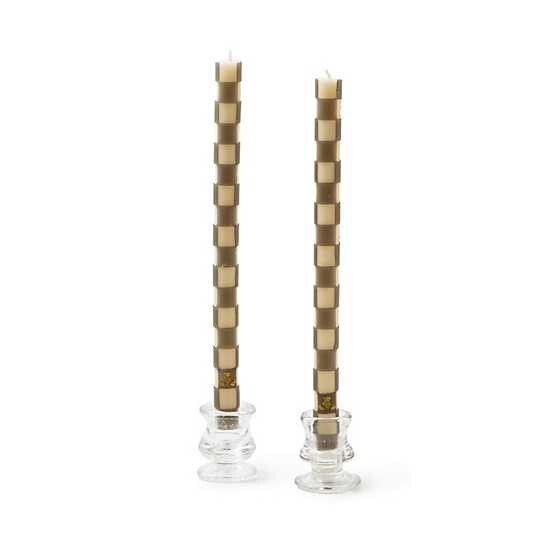 MacKenzie Childs Glow Check Dinner Candle holiday party guest 12" Taper SET 2 /0