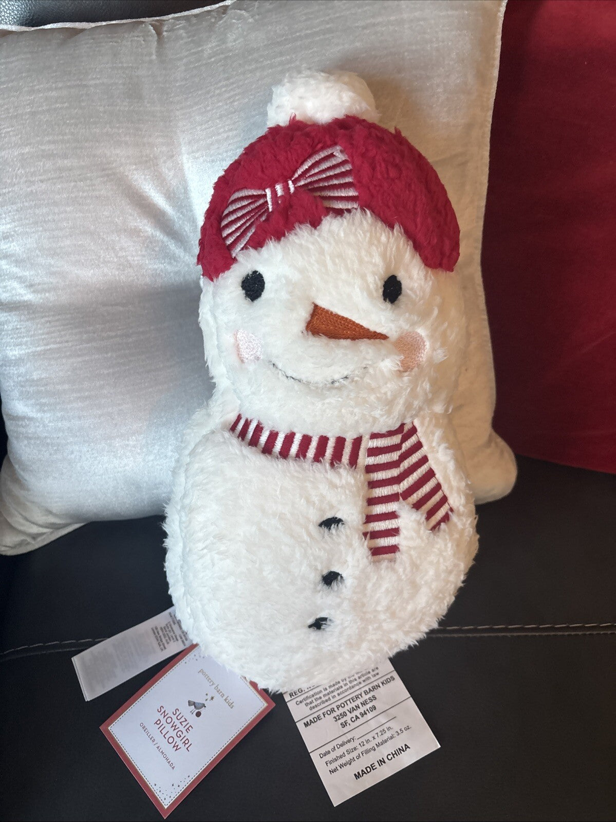 Pottery Barn Snowman Christmas pillow Seuss Holiday Gift party Disney girl Kid -