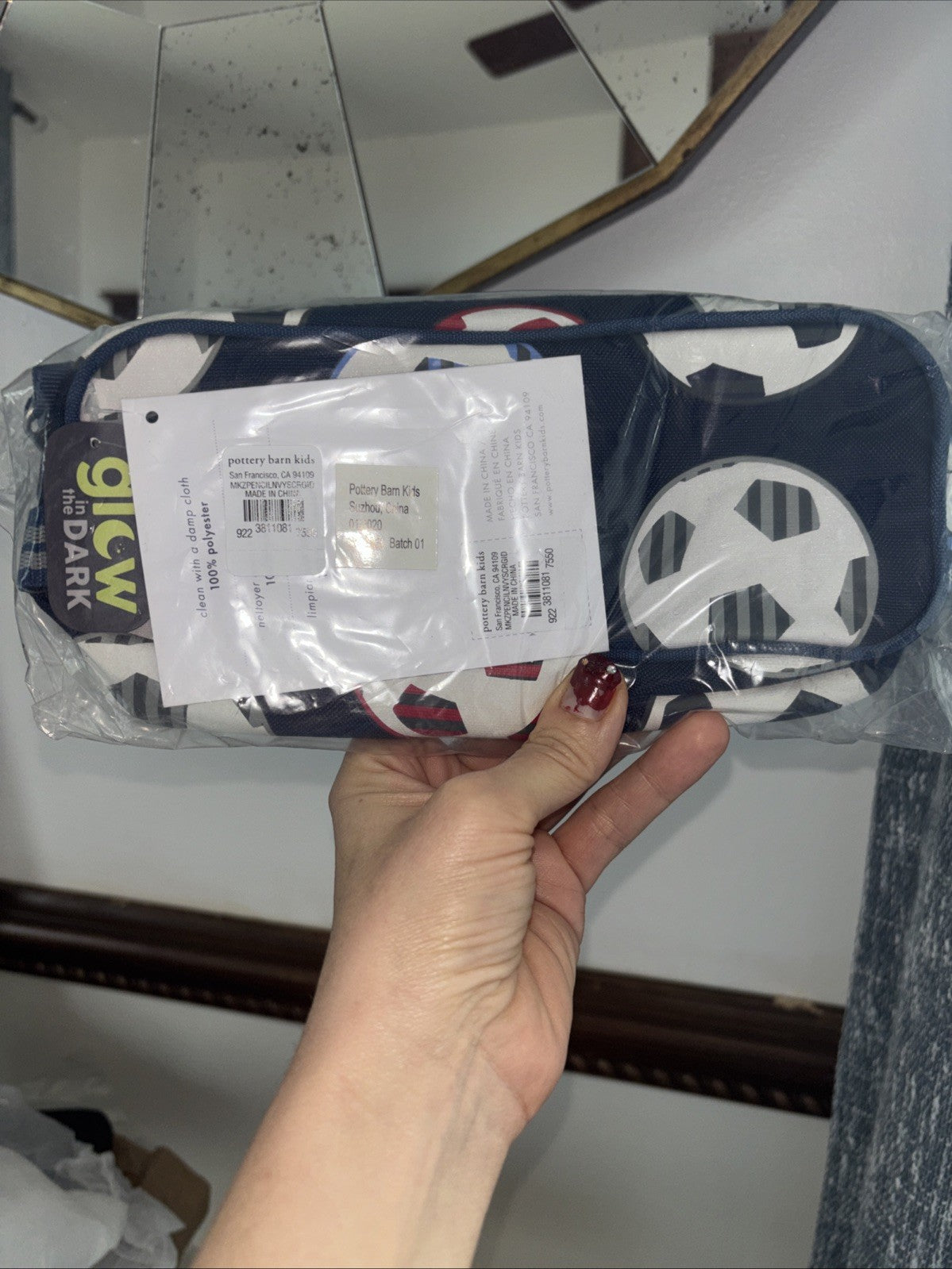 School Pottery Barn Soccer ?? Ball Sport ZIP PENCIL CASE BAG superhero boy Gift