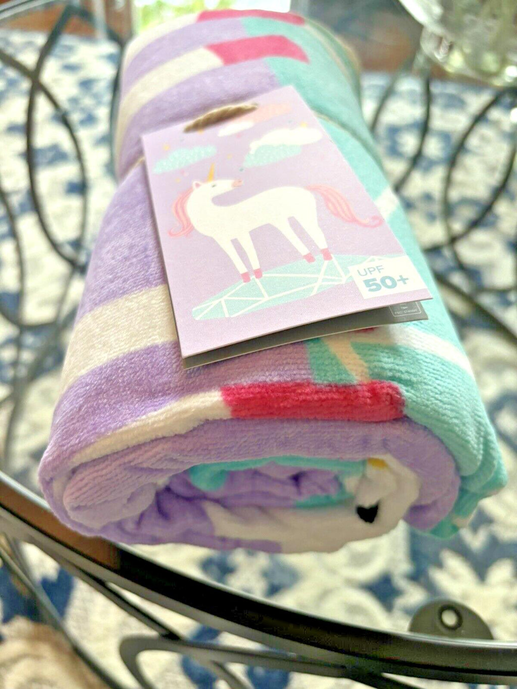 Pottery barn Disney BATH towel kid Beach UNICORN RAINBOW pool Travel girl r