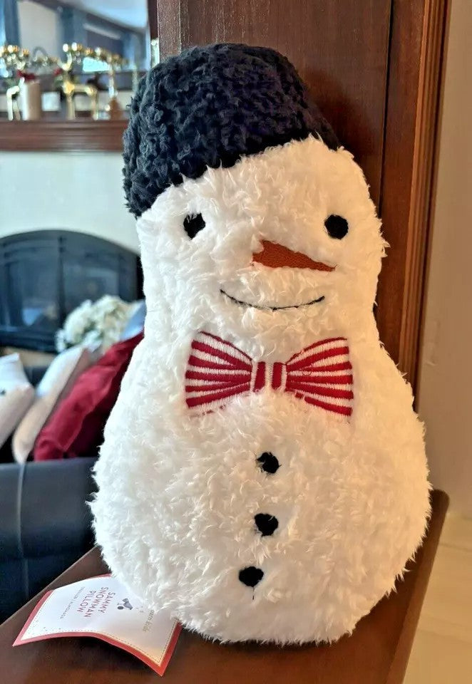 Pottery Barn Christmas holiday Snowman Pillow birthday gift school kid frosty