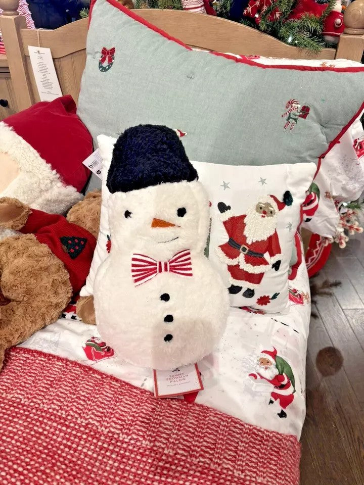 Pottery Barn Christmas holiday Snowman Pillow birthday gift school kid frosty