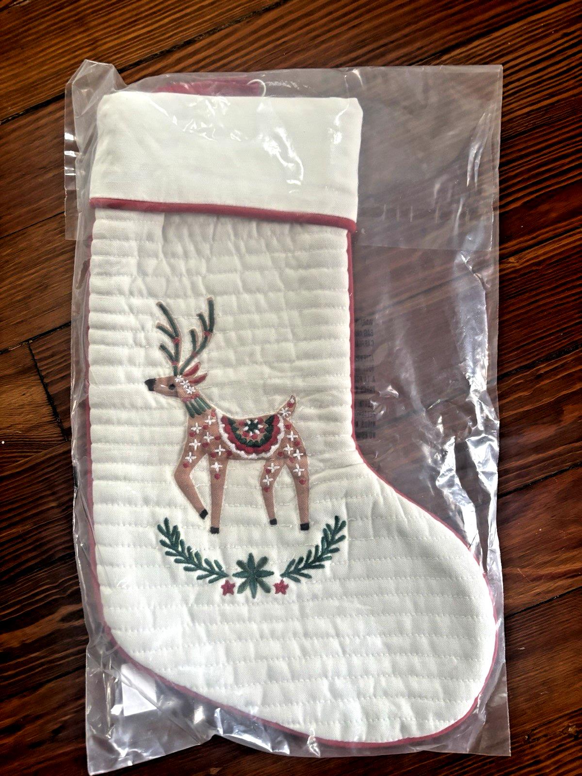 Pottery Barn Holiday Christmas stocking Reindeer Deer Scandi Party gift kid NEW
