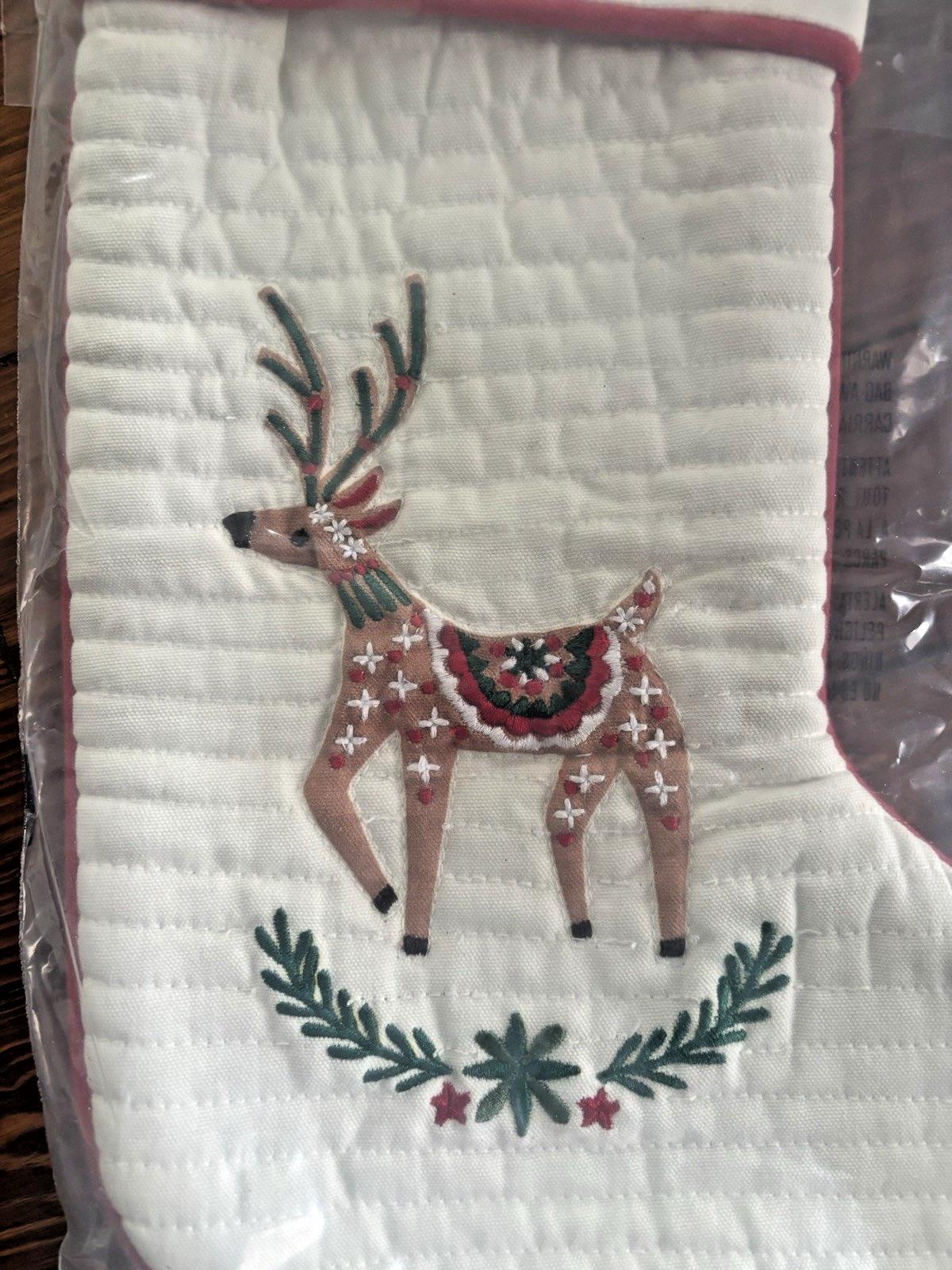 Pottery Barn Holiday Christmas stocking Reindeer Deer Scandi Party gift kid NEW
