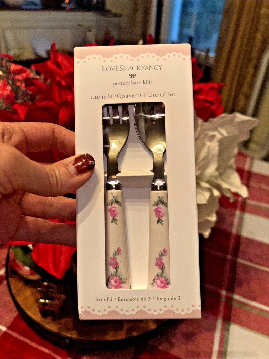 Pottery Barn Holiday Floral LoveShack Utensil Party School disney Gift Set girl