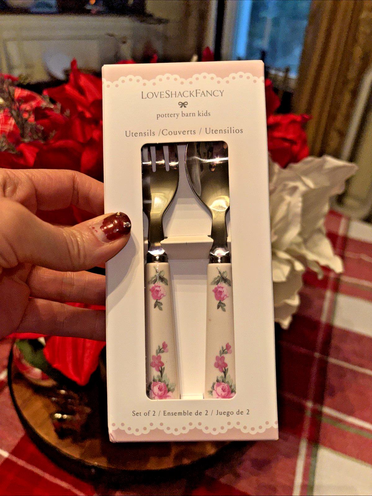 Pottery Barn Holiday Floral LoveShack Utensil Party School disney Gift Set girl