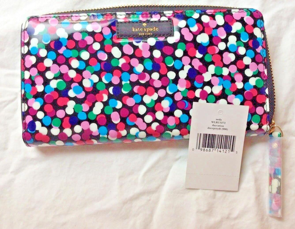 Kate Spade wallet holiday Disney PARTY DOT birthday teen travel Rainbow .