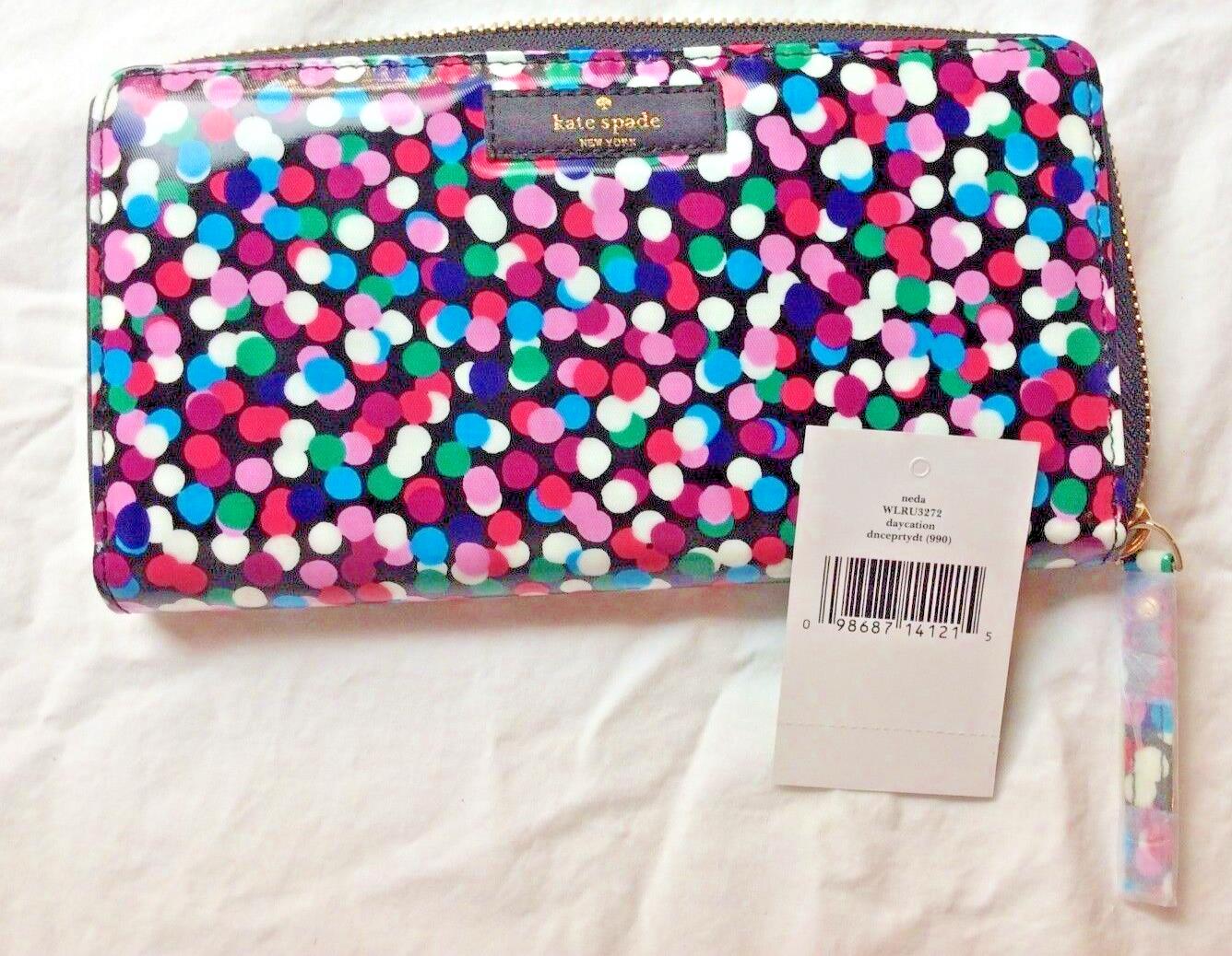Kate Spade wallet holiday Disney PARTY DOT birthday teen travel Rainbow .