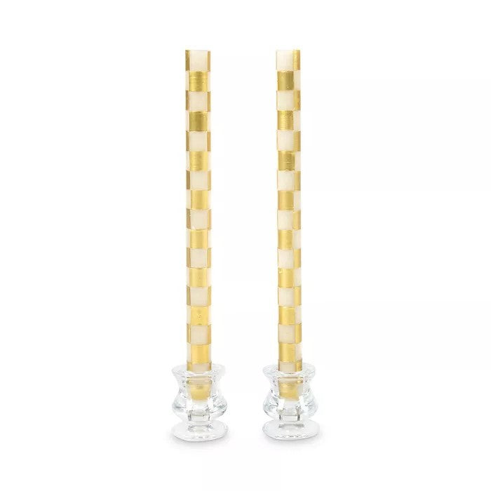 MacKenzie Childs Gold Dinner Candle holiday party Holiday guest 12" Taper SET 2
