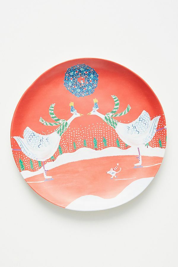 Anthropology Plate Disney holiday Christmas tree party gift SET 2 school kid 1