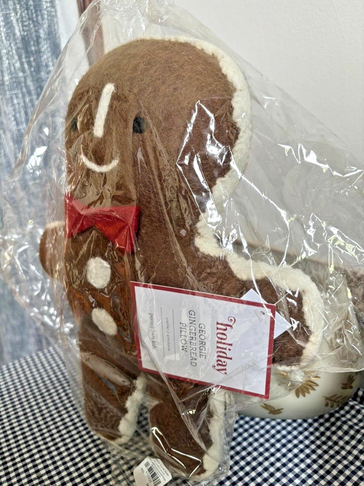 Pottery Barn Christmas Gingerbread Pillow Holiday gift Party kid birthday boy