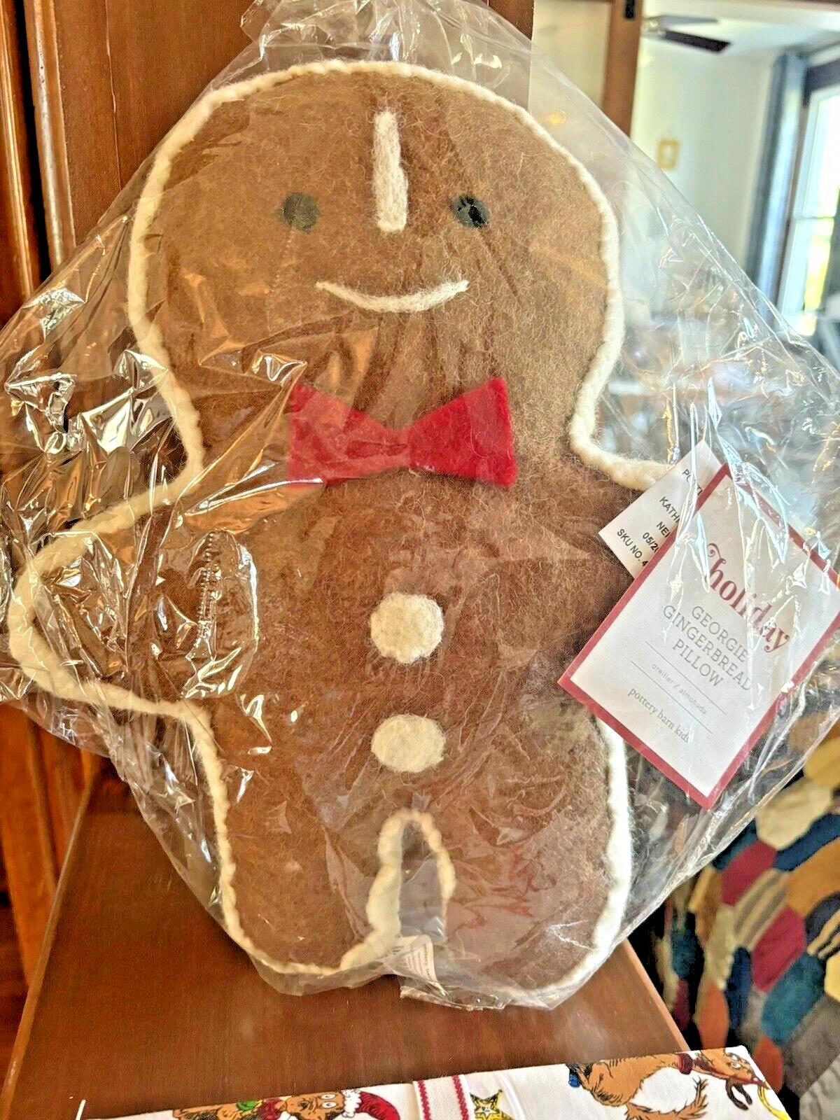 Pottery Barn Christmas Gingerbread Pillow Holiday gift Party kid birthday boy