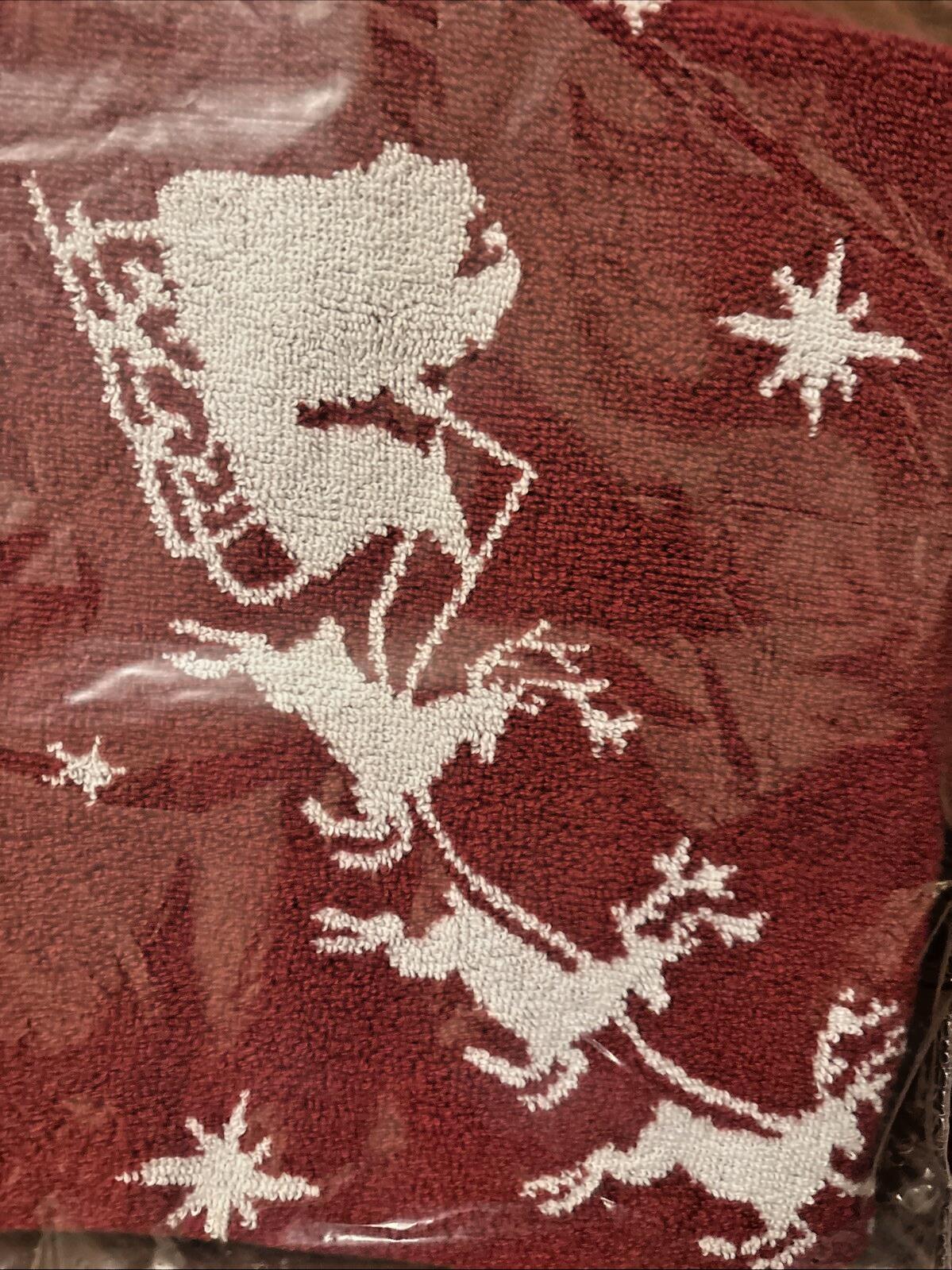 Pottery barn holiday towel hand kitchen bath Rudolph Santa Deer Sled party gift