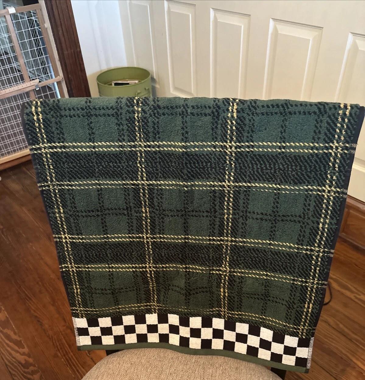 Mackenzie-Childs kitchen hand towel Plaid Snowman Holiday Christmas Country City