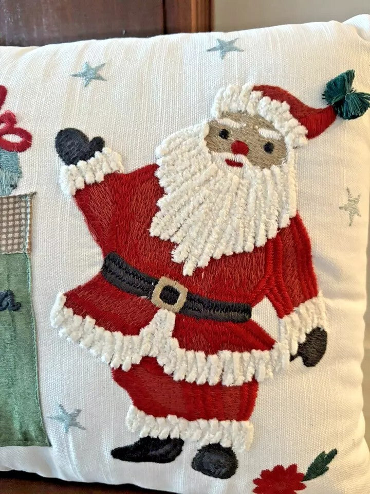 Pottery Barn Christmas Holiday Santa pillow kid Letter quilted heritage 12 day 1