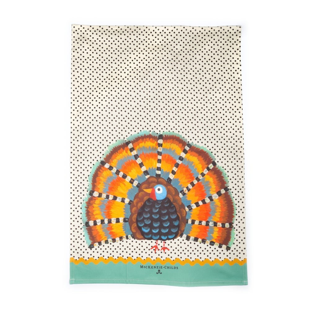 Mackenzie-Childs kitchen hand towel Plaid Turkey Check Holiday gift birthday mom