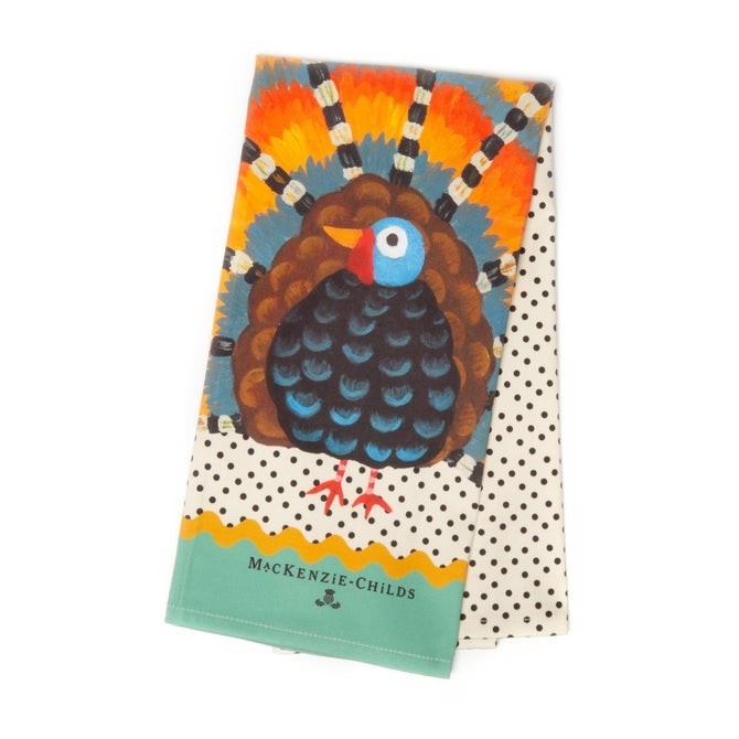 Mackenzie-Childs kitchen hand towel Plaid Turkey Check Holiday gift birthday mom