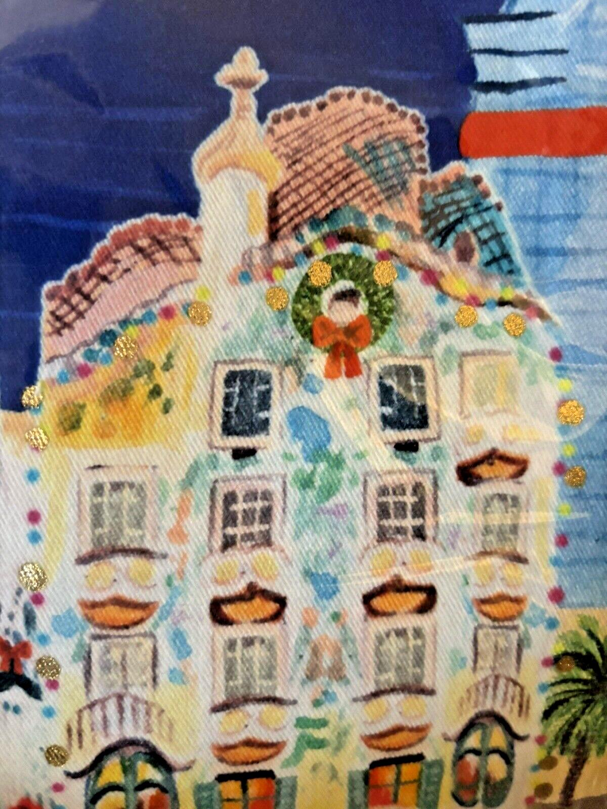 Anthropology holiday kitchen hand towel Snowman party winter snowflake 1