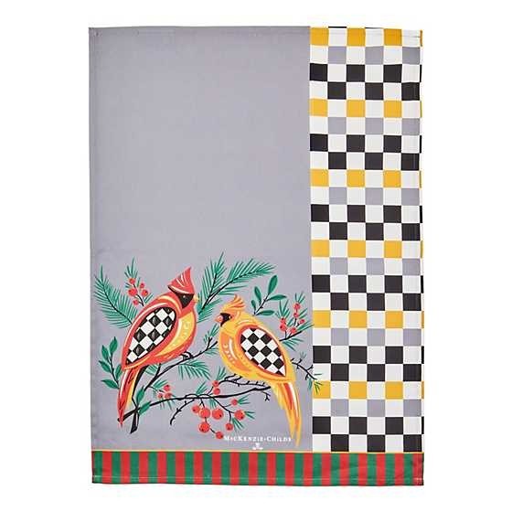 Mackenzie-Childs kitchen hand towel Plaid Cardinal Check Holiday gift birthday