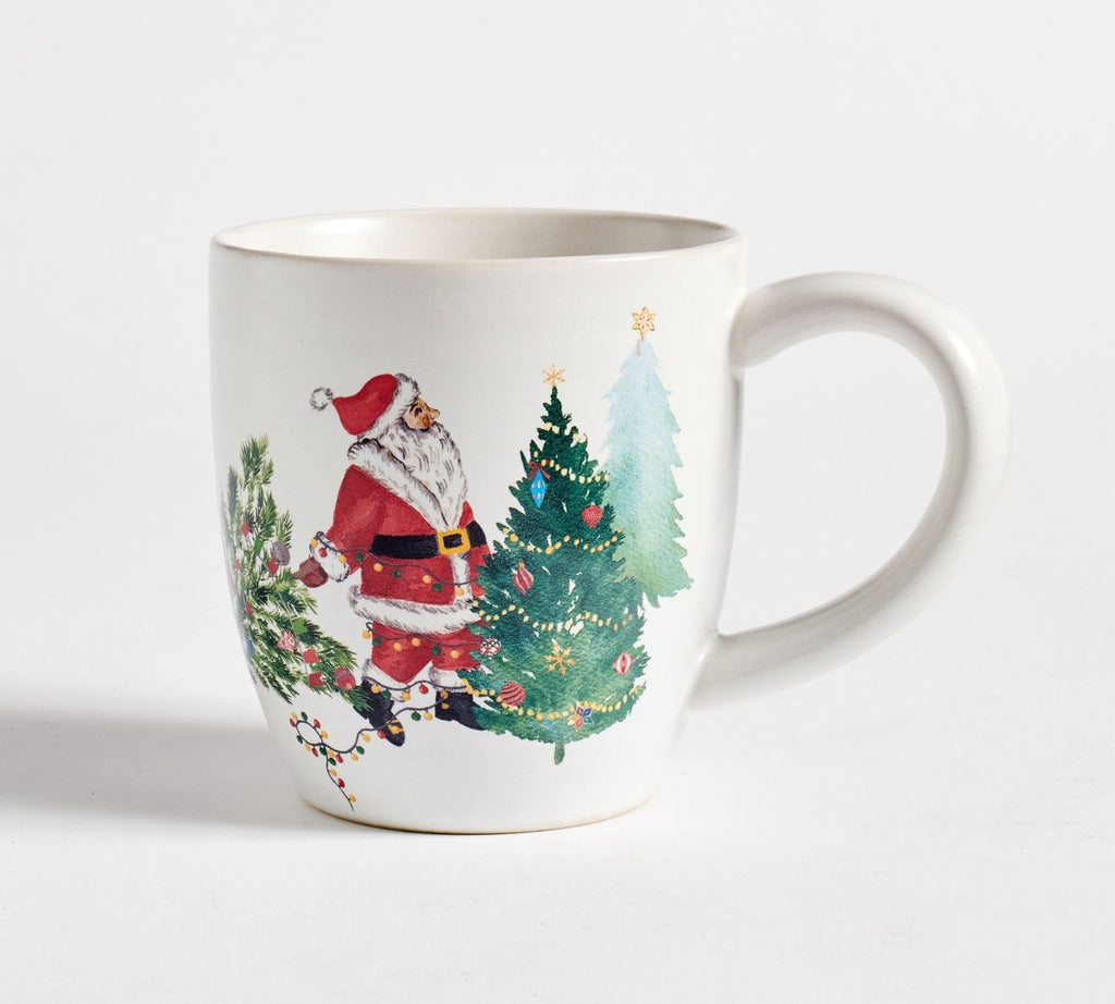 pottery barn Christmas Country Santa Mug Coffee Cup holiday Snowman gift mom new