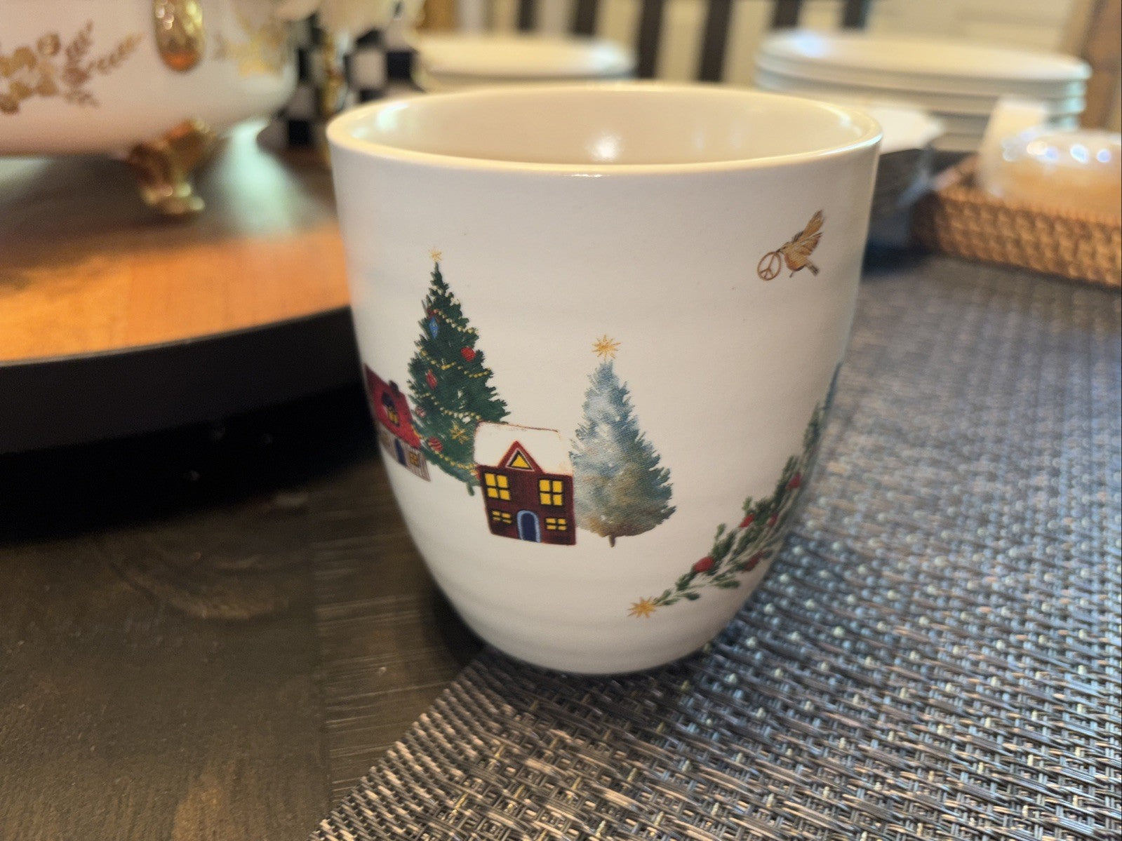 pottery barn Christmas Country Santa Mug Coffee Cup holiday Snowman gift mom new