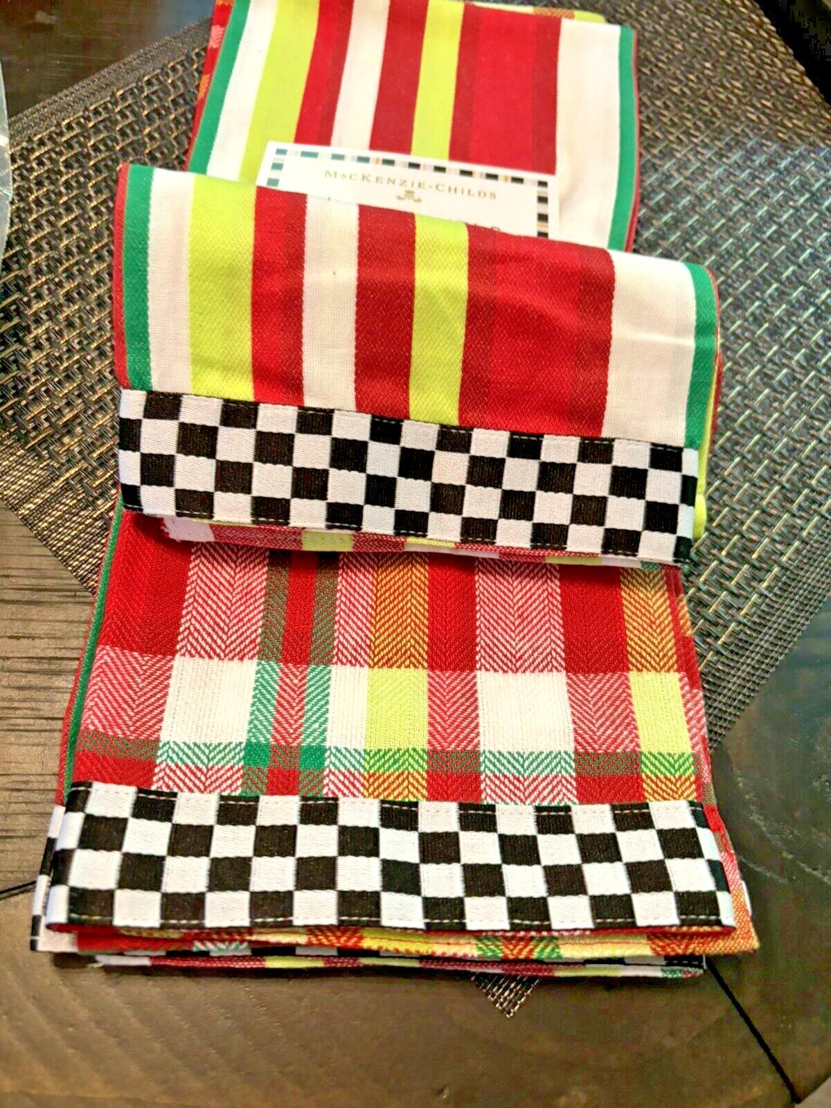 Mackenzie Childs Thanksgiving SET 3 holiday Christmas hand towel plaid check .z