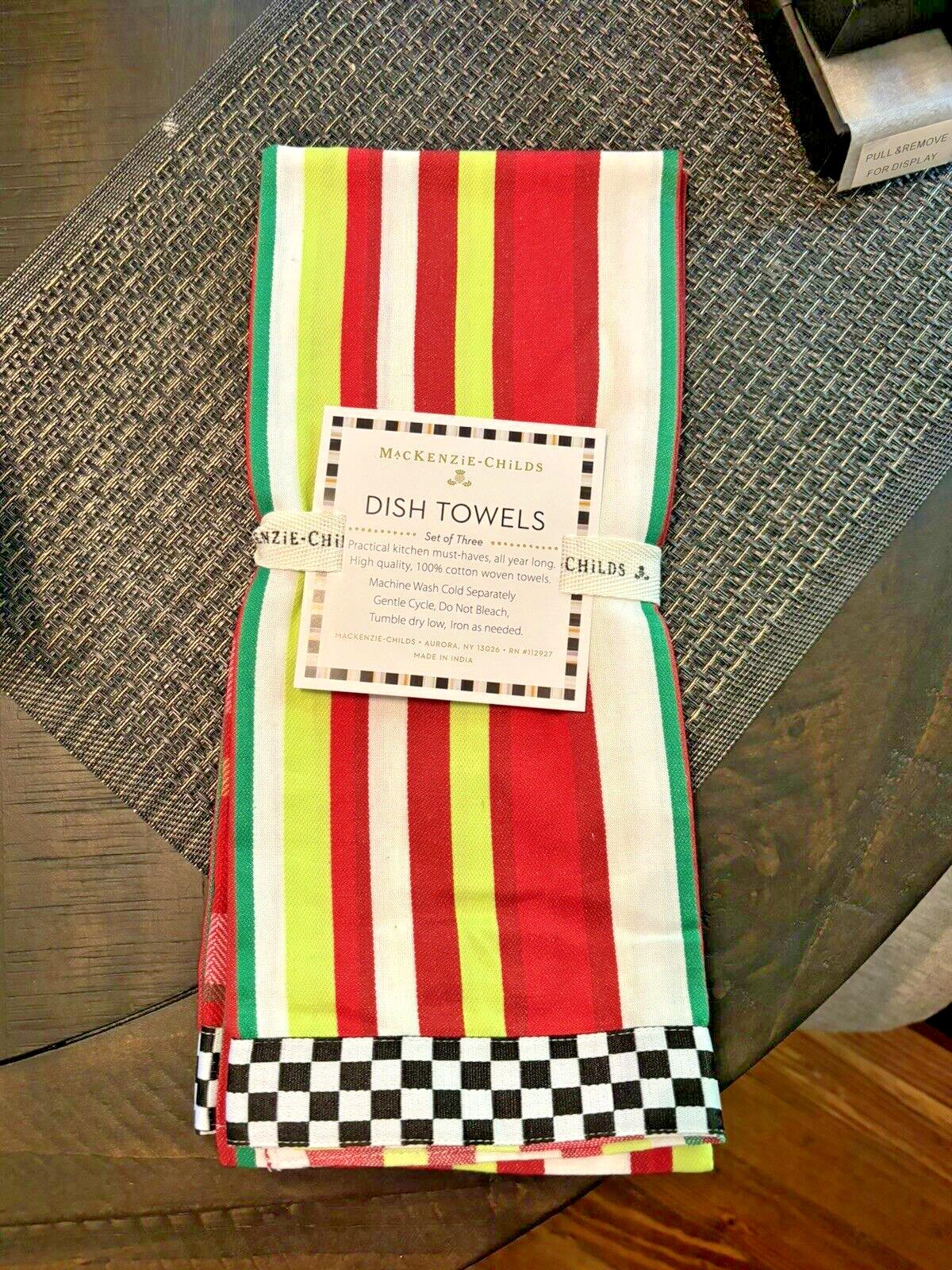 Mackenzie Childs Thanksgiving SET 3 holiday Christmas hand towel plaid check .z