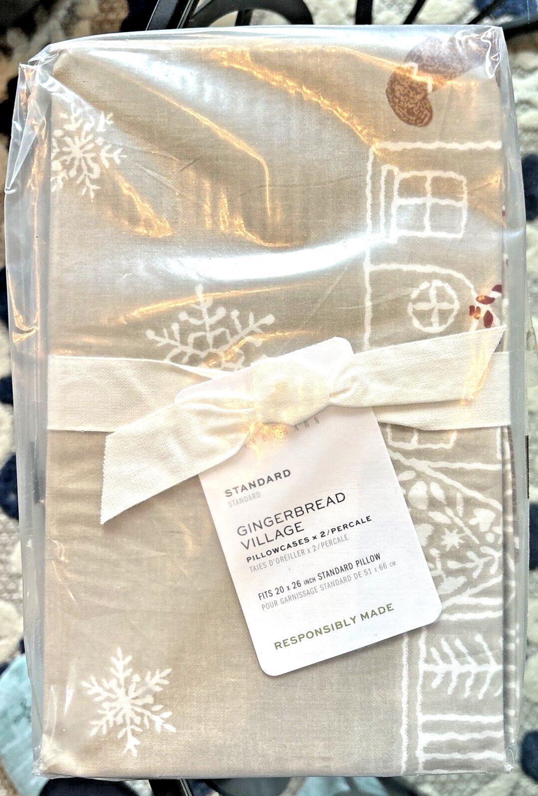 Pottery Barn Disney Holiday Gingerbread Christmas Pillowcase SET 2 kid ?? z
