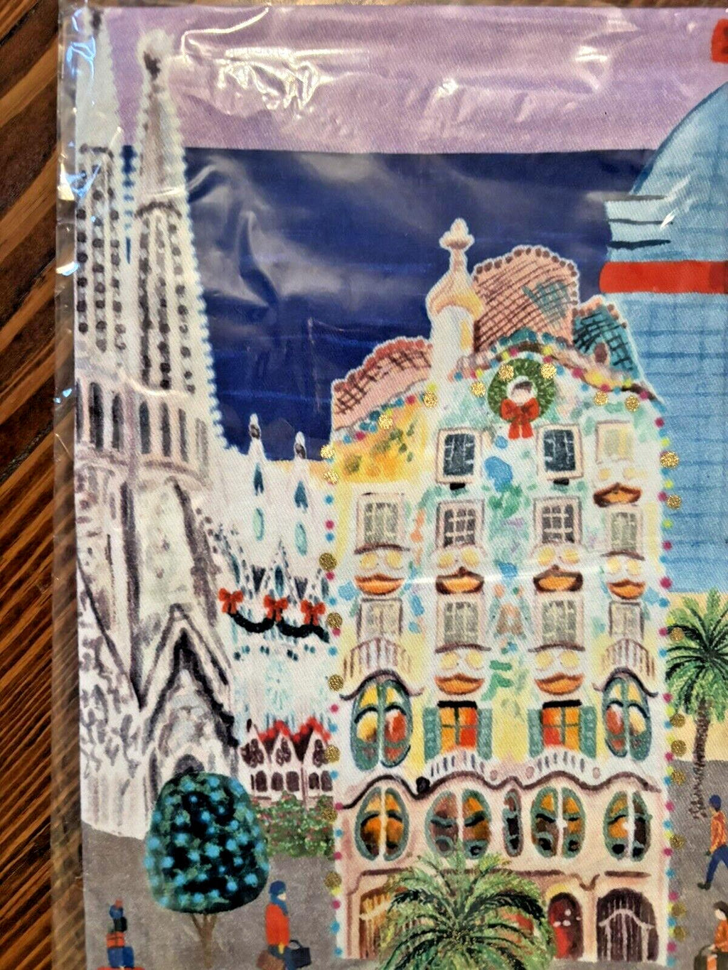 Anthropology holiday kitchen towel Travel party winter City snowflake birthday -