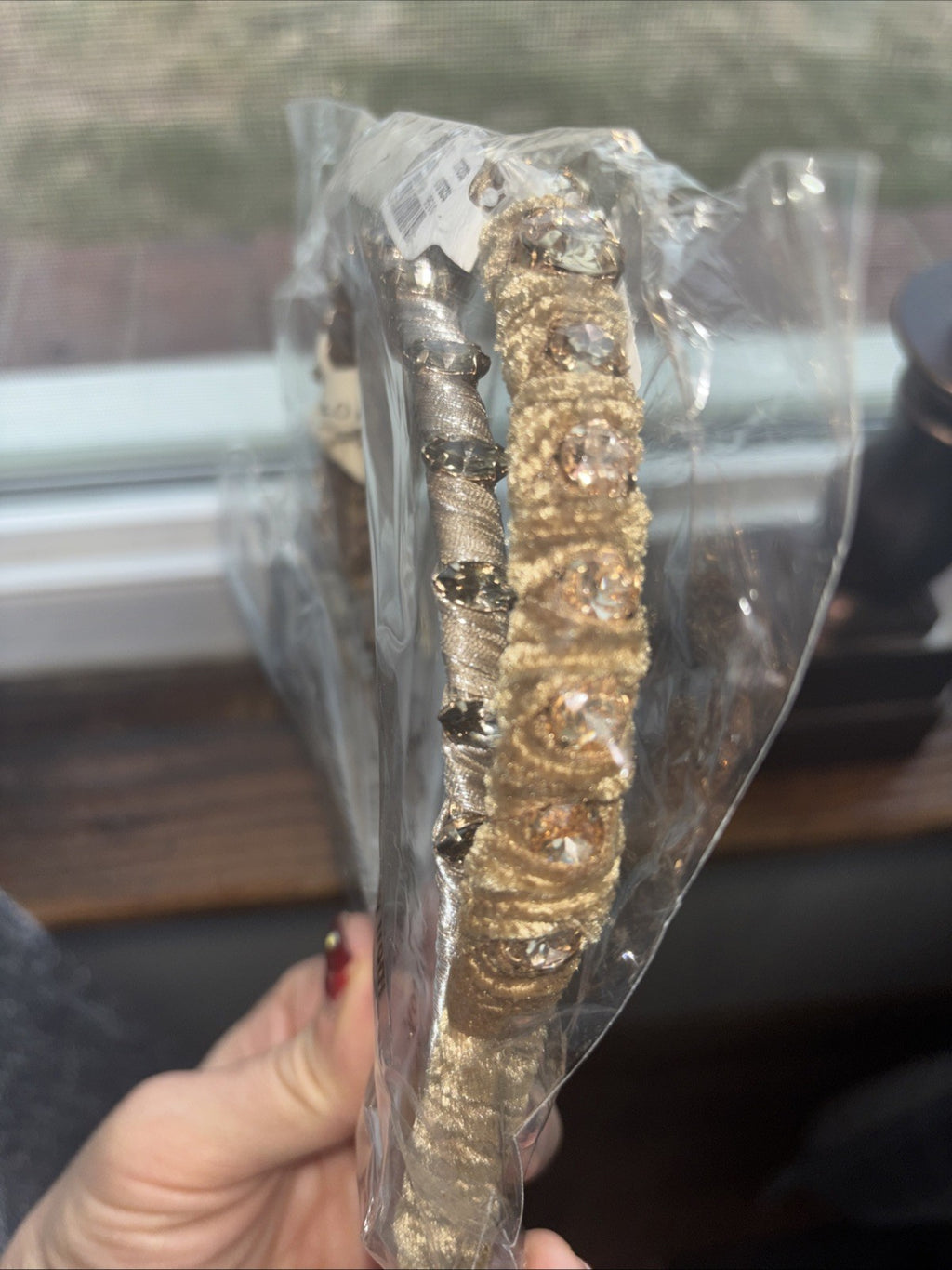 Anthropology Headband velvet diamond holiday party wedding Hair girl Band SET 2