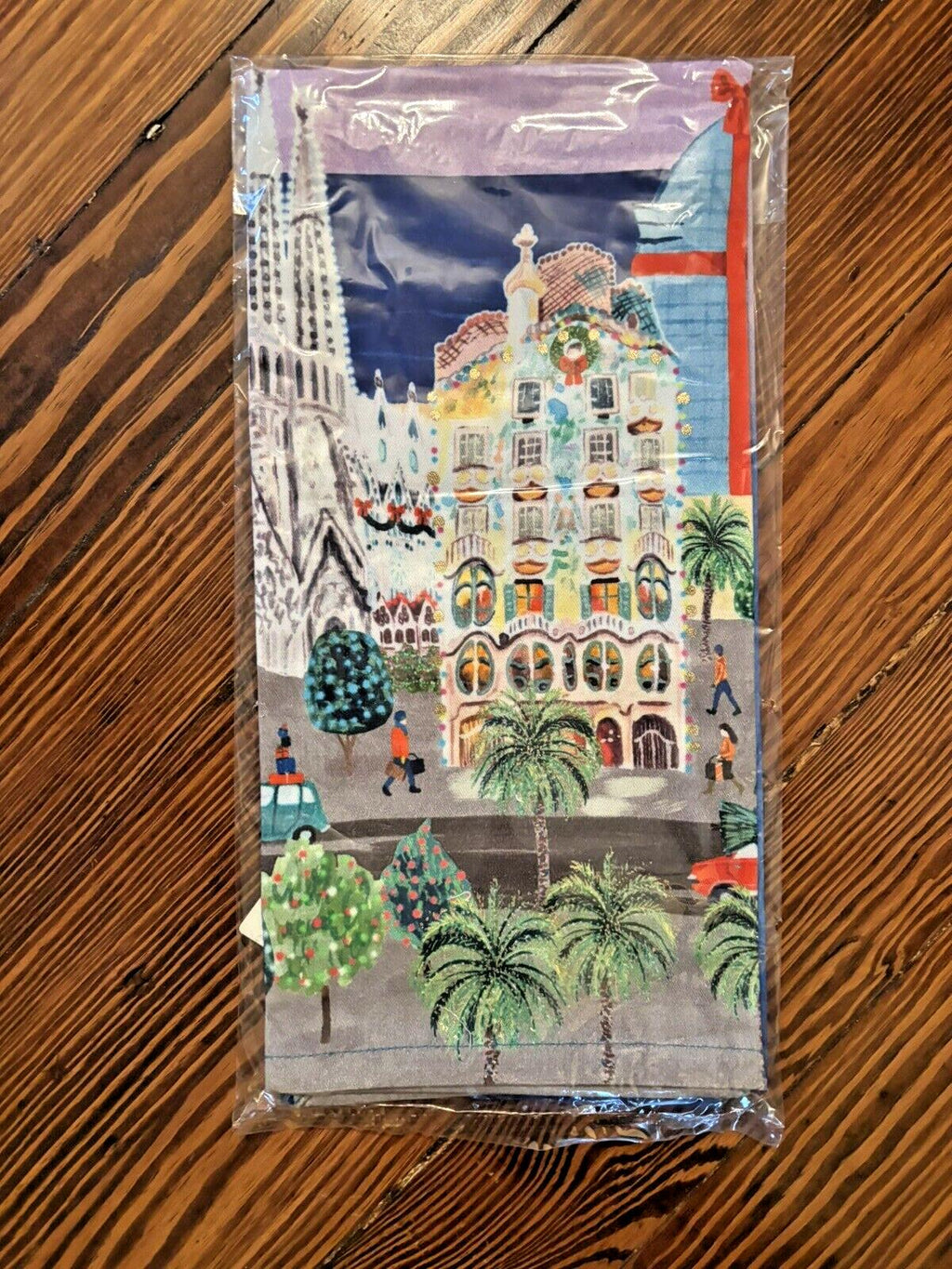 Anthropology holiday kitchen towel Travel party winter City snowflake birthday -