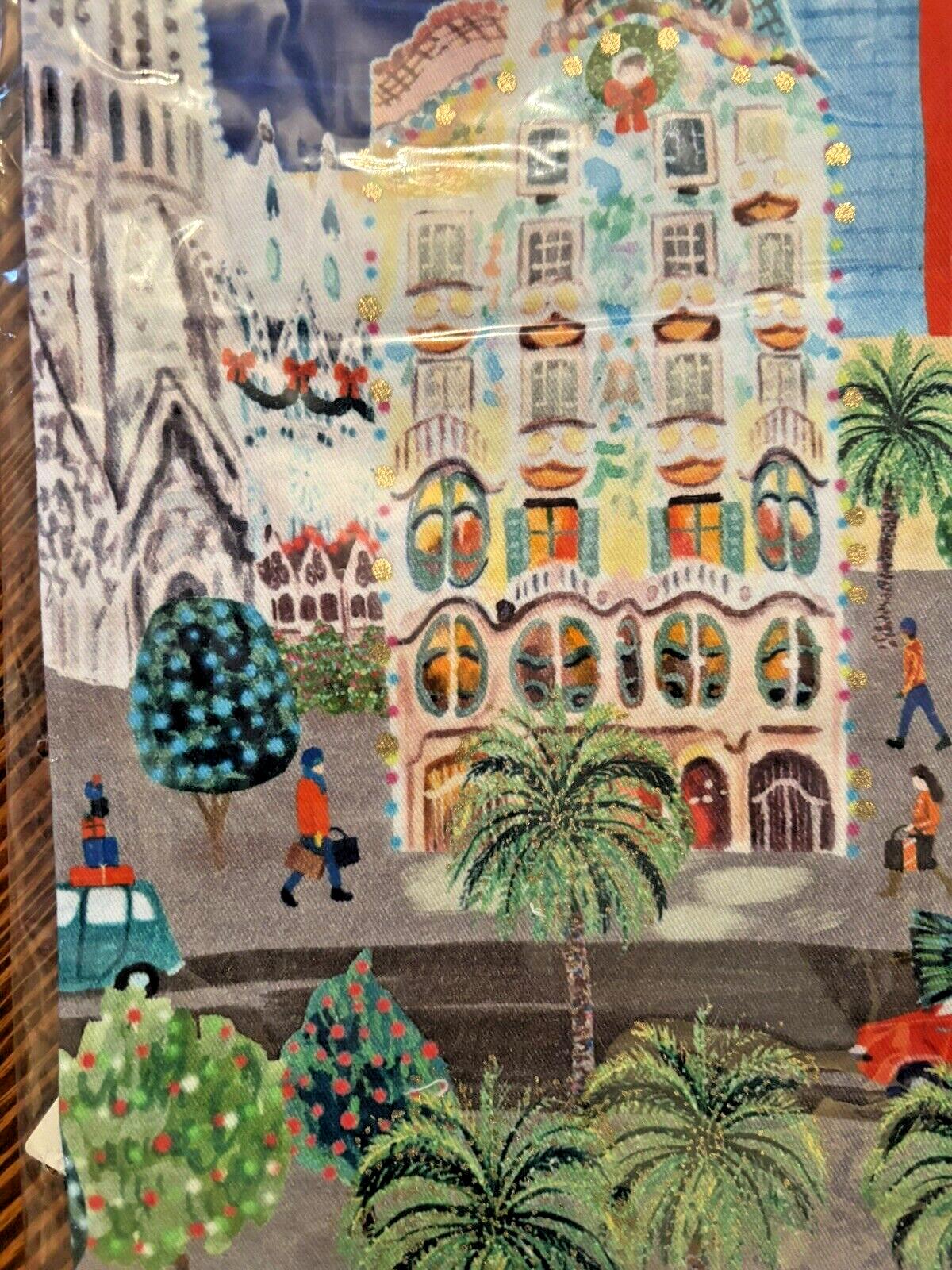 Anthropology holiday kitchen towel Travel party winter City snowflake birthday -