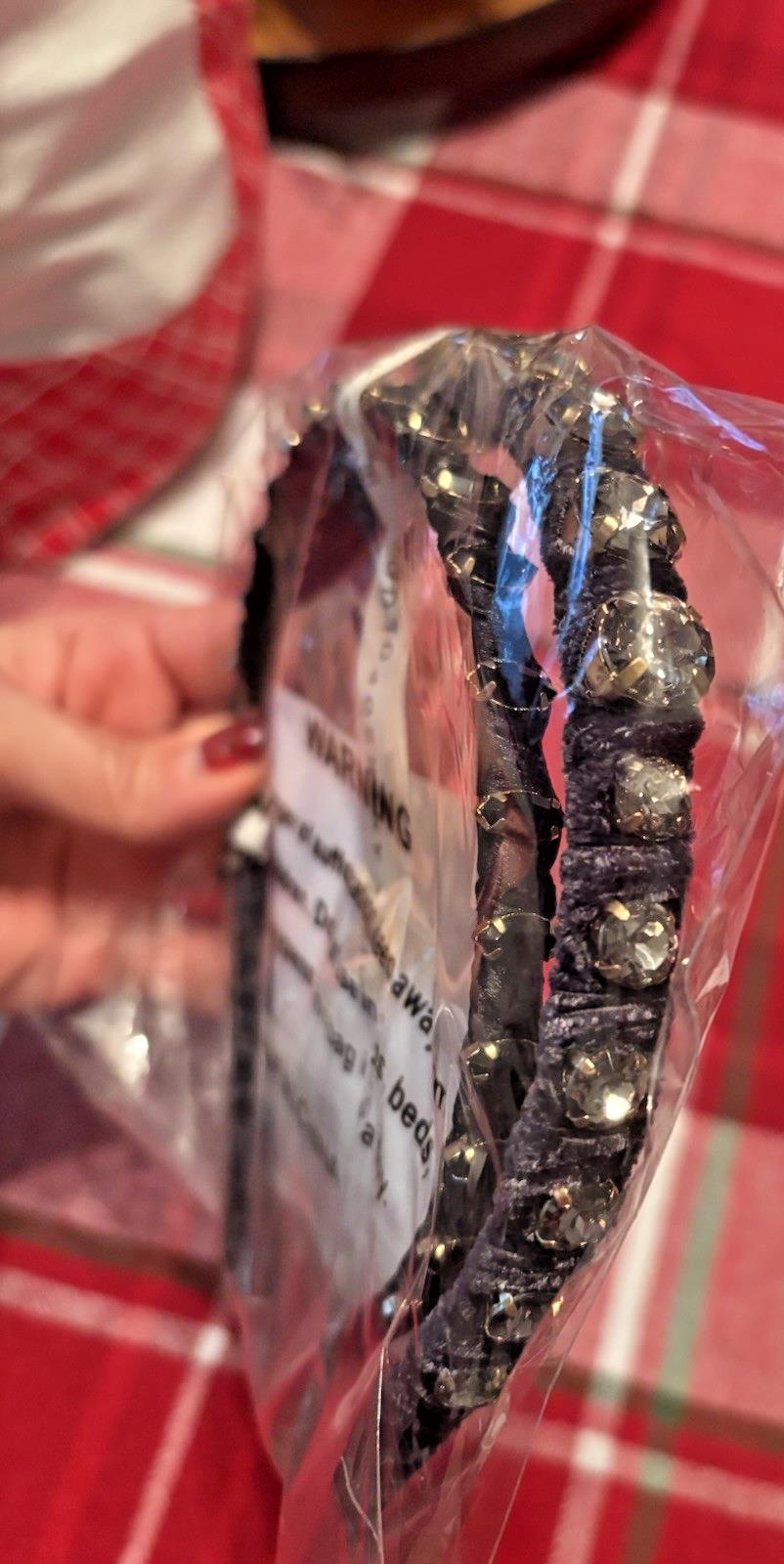 Anthropology Headband velvet diamond holiday party wedding Hair girl Band SET 2.