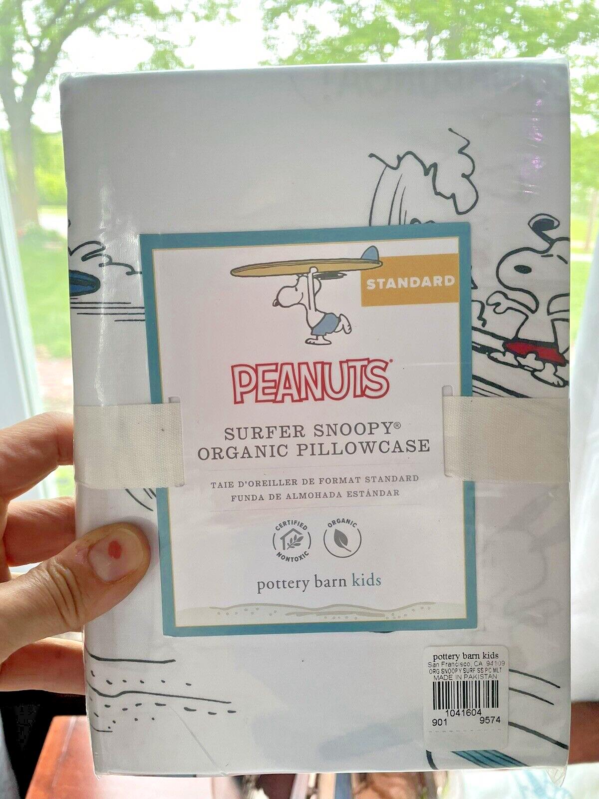 Snoopy Pottery Barn School peanuts Pillowcase Holiday Space +Surf Gift SET 2