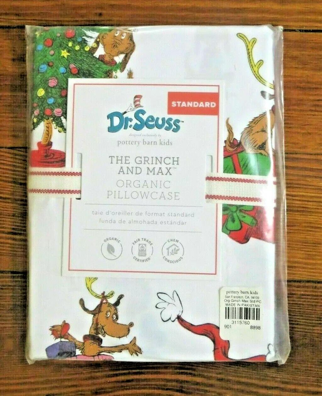 Pottery Barn GRINCH RUDOLPH Santa Christmas Seuss kid holiday Pillowcase SET 2