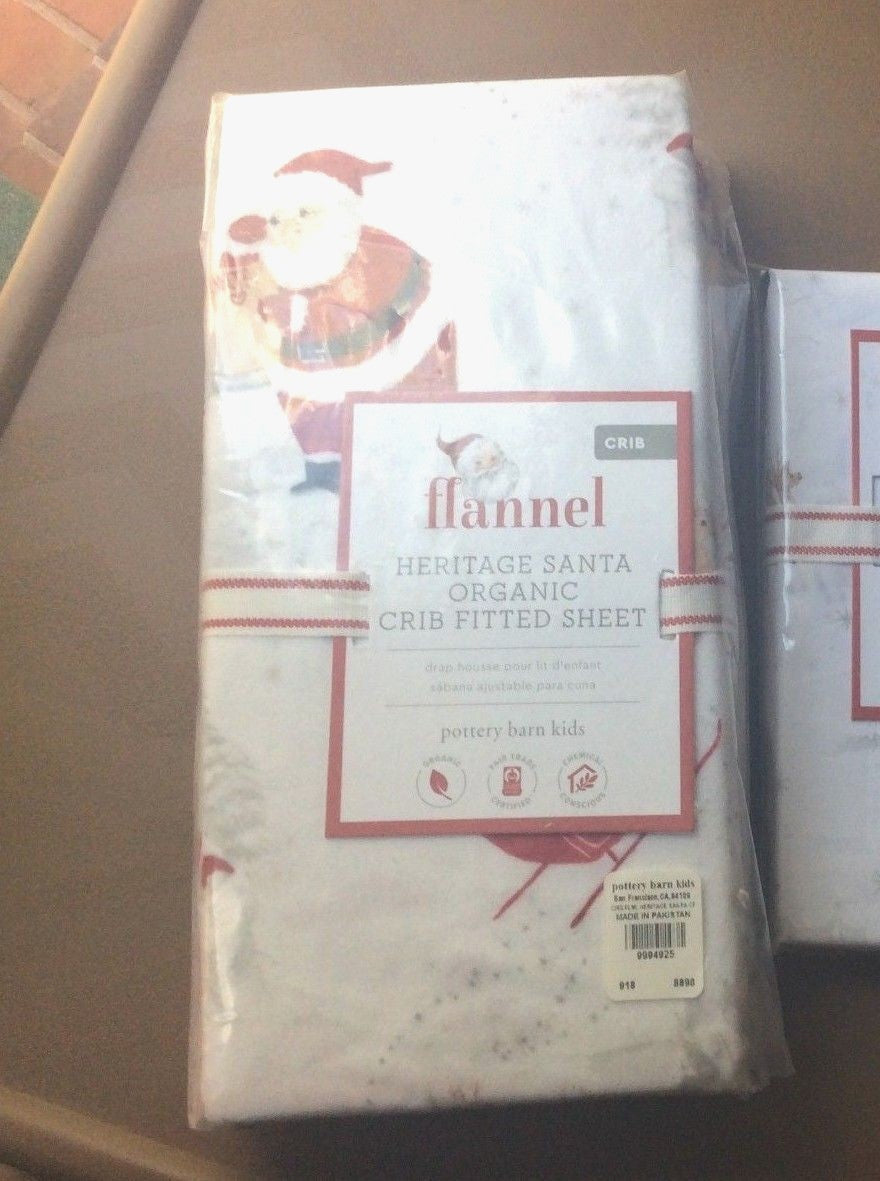 Pottery Barn Disney CRIB TODDLER bed SHEET holiday Winter gift Christmas Santa "