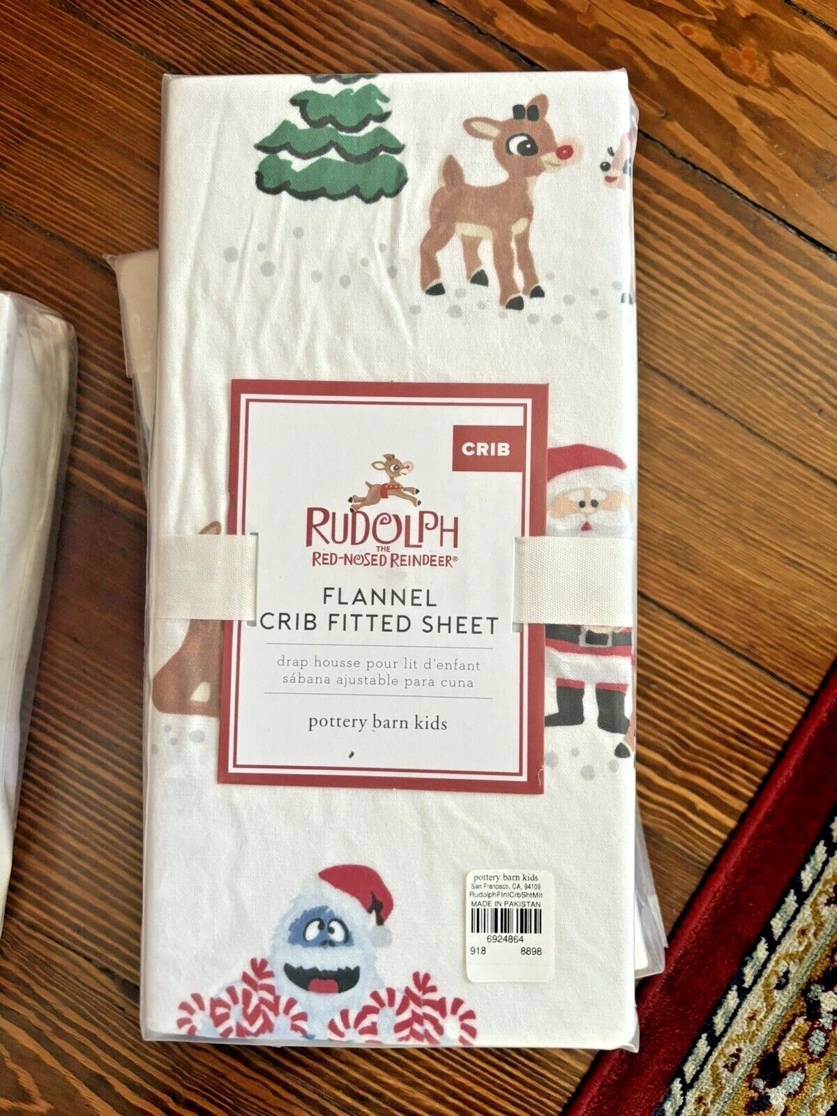 Pottery barn Rudolph Santa Disney Crib Sheet Baby Toddler holiday Christmas `