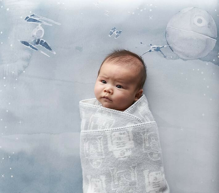 Disney Pottery barn STAR WARS Crib Toddler SHEET baby Picture Holiday gift boy `