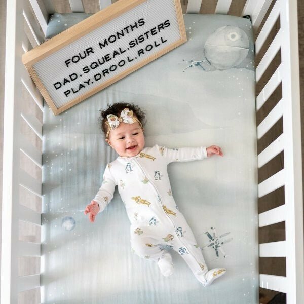 Disney Pottery barn STAR WARS Crib Toddler SHEET baby Picture Holiday gift boy `