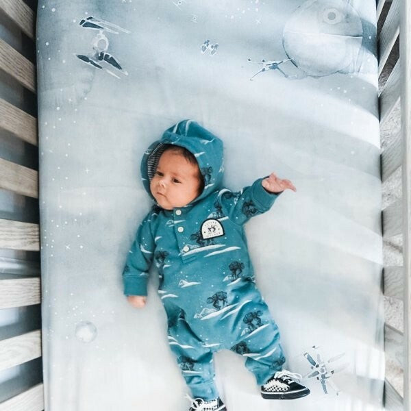 Disney Pottery barn STAR WARS Crib Toddler SHEET baby Picture Holiday gift boy `