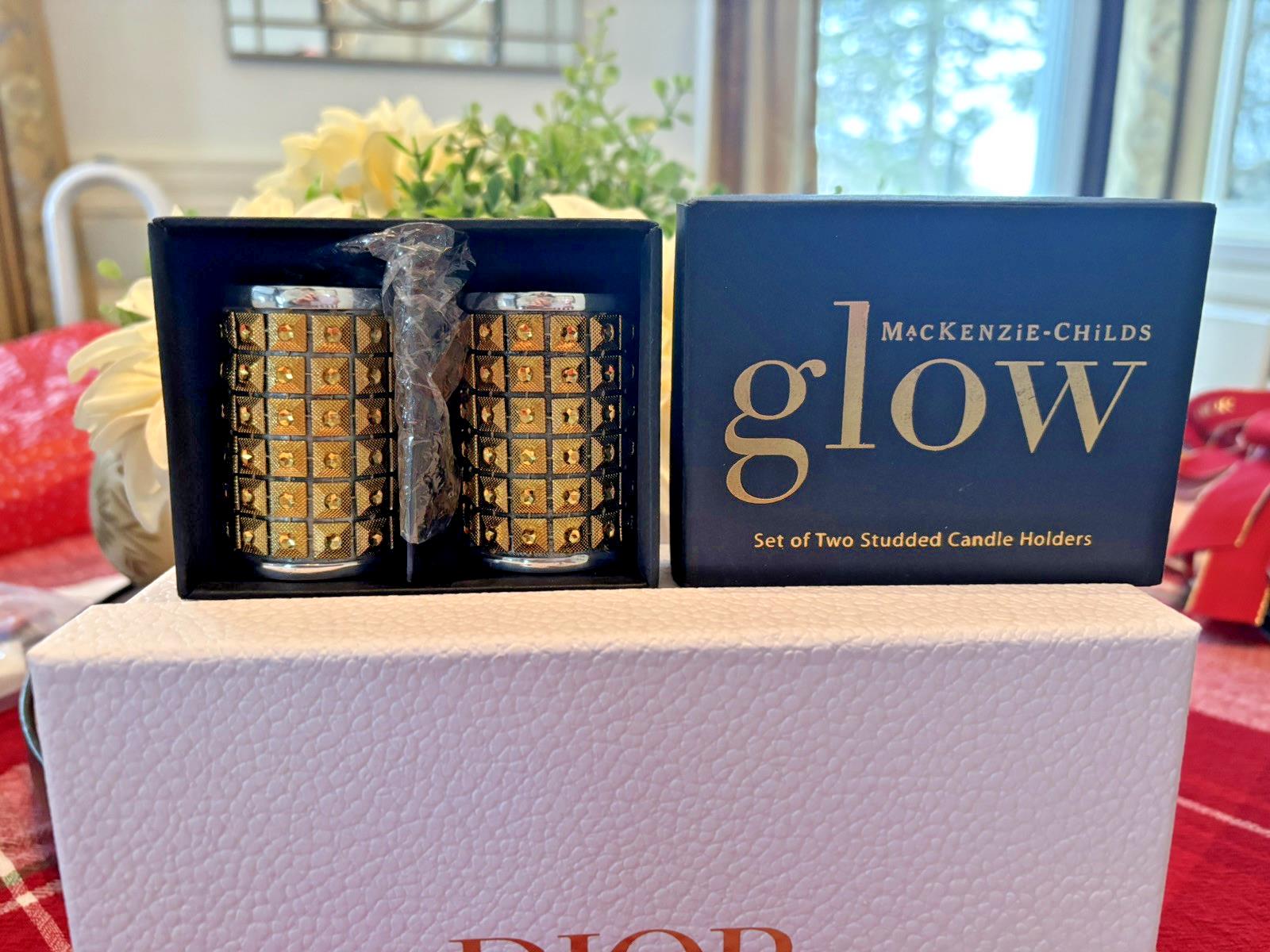 MacKenzie Childs Glow Candle Holder holiday Easter Dinner party guest  SET 2 `