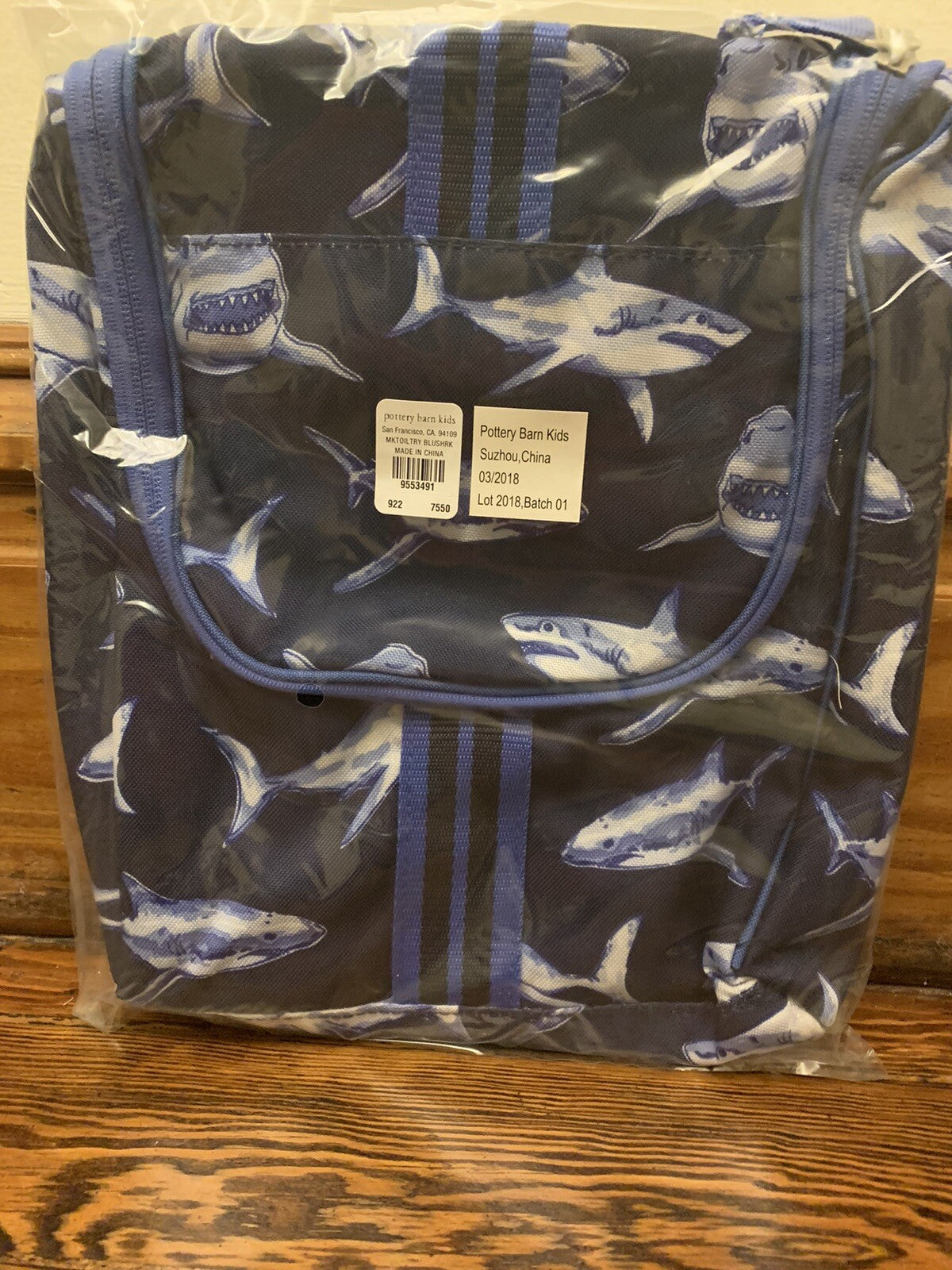 Pottery Barn SHARK Disney travel Toiletry bag school boy bath travel gift =