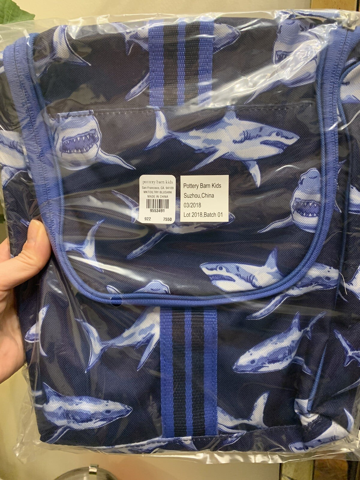 Pottery Barn SHARK Disney travel Toiletry bag school boy bath travel gift =