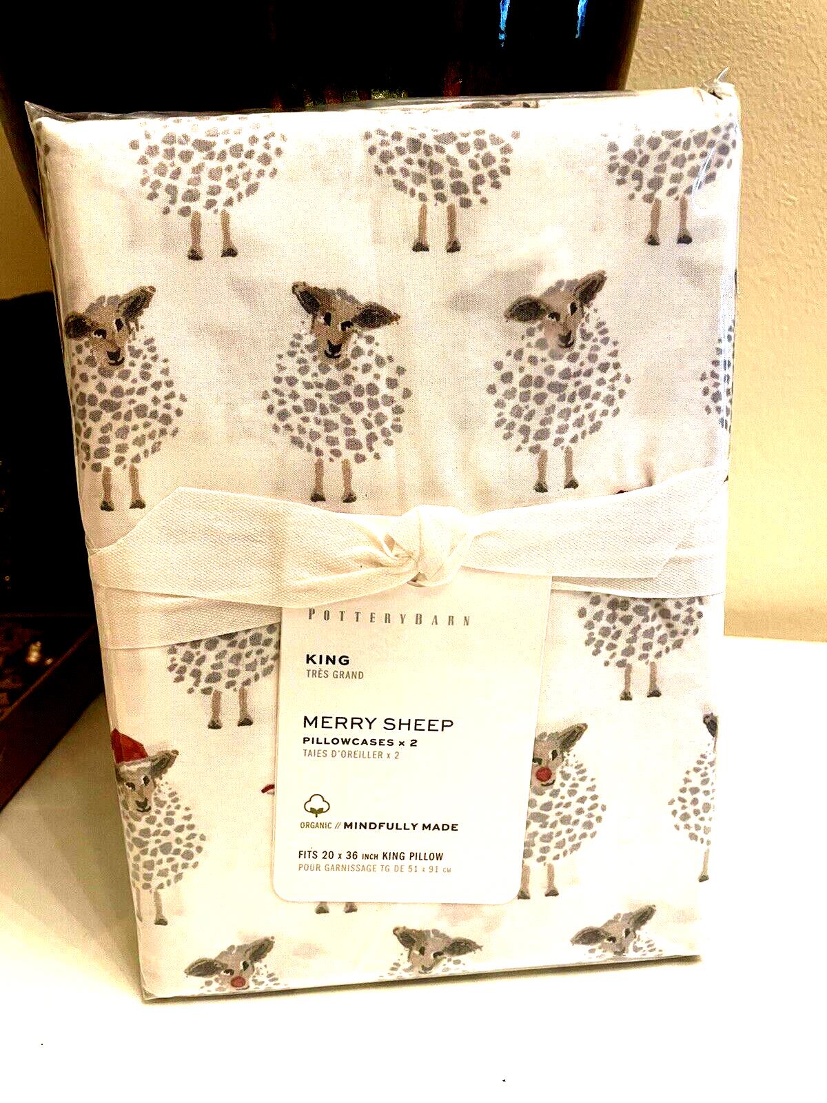 pottery barn Holiday Pillowcase KING Sheep Birthday Christmas Disney SET 2
