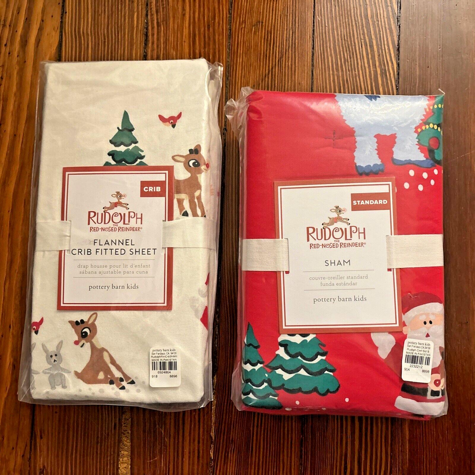 Pottery barn Disney Crib Toddler SHEET+ sham Rudolph Holiday Santa gift Winter [