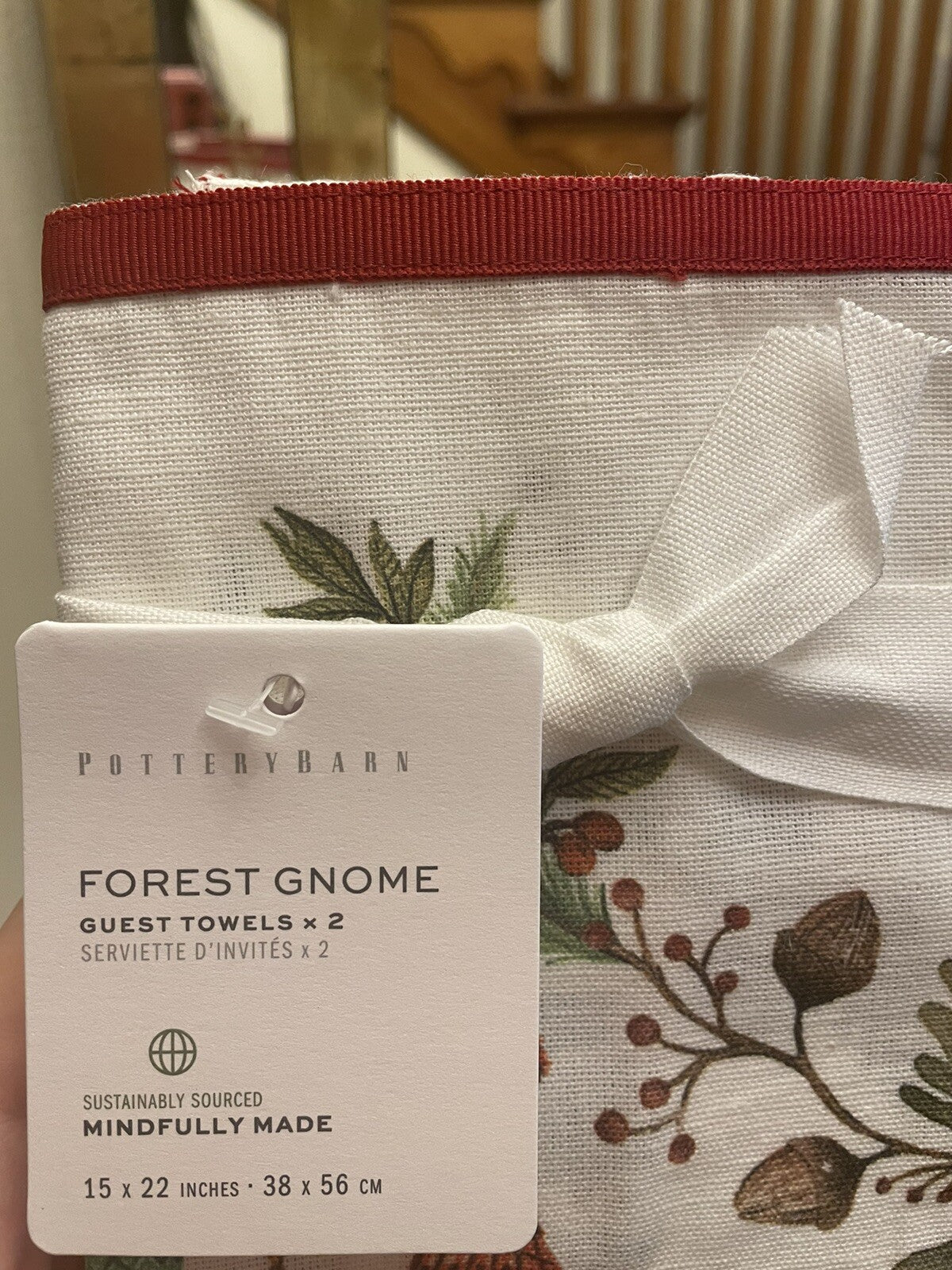 pottery barn Kitchen towel Holiday Winter Christmas Gnome Elf gift party SET 2 =